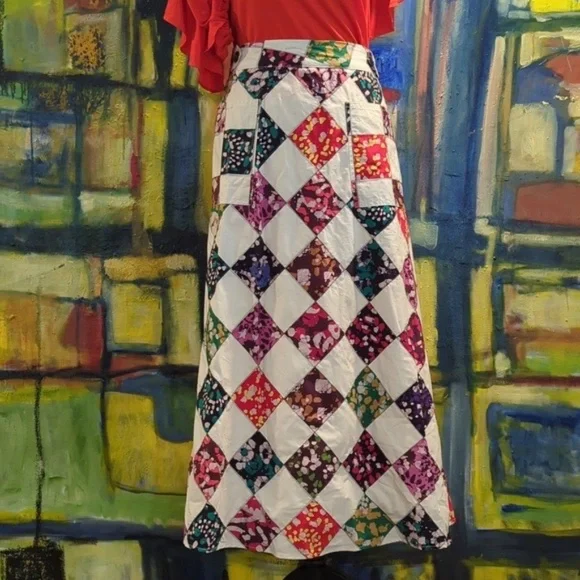 Tiny for Anthropologie patchwork midi skirt size large NWT - worn on tv